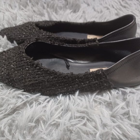 Zara Black Two-Toned Shimmery Pointed Flats Women's Size US 6.5, EU 37 - Picture 3 of 14